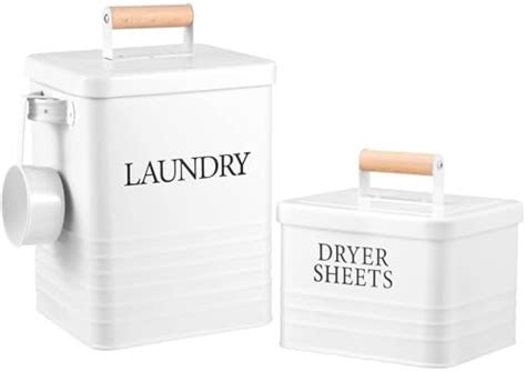 Hoemem Laundry Pods Container And Dryer Sheet Holder Laundry Powder