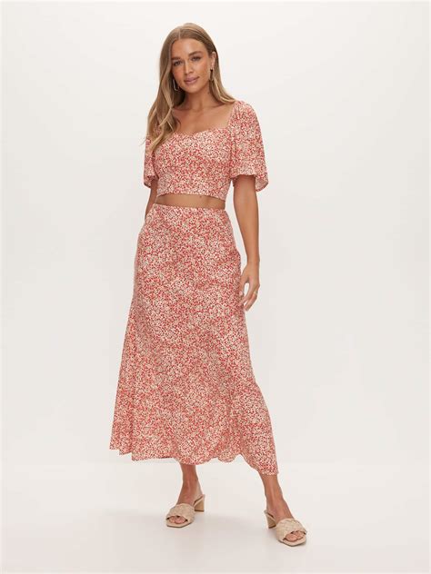 Linen Blend Sara Midi Skirt Dotti Online