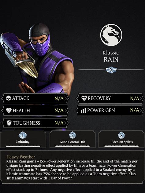 Klassic Rain Stats Mortal Kombat Mobile Update 3 3 R Mkxmobile