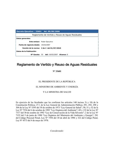 Reglamento Vertido Reuso Aguas Residuales Pdf