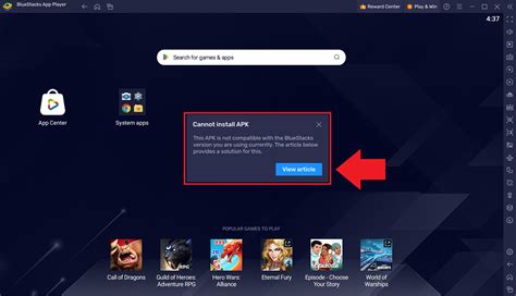 Solution For Error When Trying To Install An Incompatible Apk On Bluestacks 5 Bluestacks Support