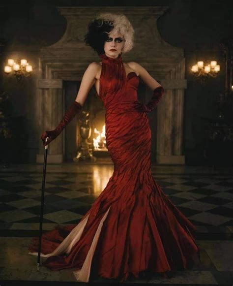 High Quality Handamde Cruella 2021 Red Dress Gown Cosplay Costume Dress