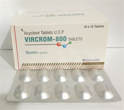 Orion Lifescience Vircrom 800 Tab Acyclovir 800mg Tablet Packaging