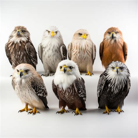 Premium Photo Birds Of Prey Eagles Hawks Falcons White Background