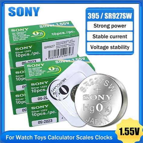 10 50PCS SONY 395 399 SR927SW 1 55V Silver Oxide Battery For Watch