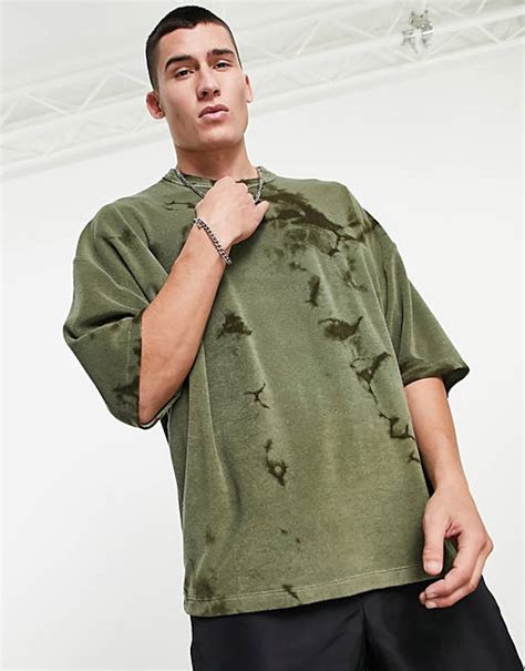 Asos Design Oversized T Shirt In Green Towelling Tie Dye Asos