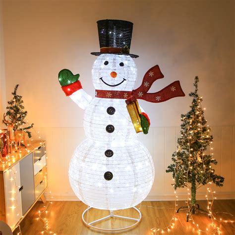 6FT Lighted Snowman Christmas Decorations w/ 200 LED Lights, Foldable ...