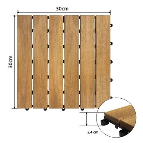 YUENFONG Carrelage de sol en bois de jardin extérieur 11 pièces sol en