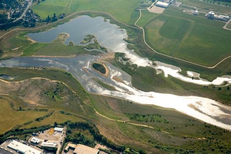 Wesel von oben Fluß Delta und Strom Mündung des Flusses Lippe in