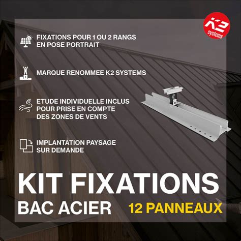 Fixations Toitures Bac Acier K2 Systems Kit Pour 12 Panneaux