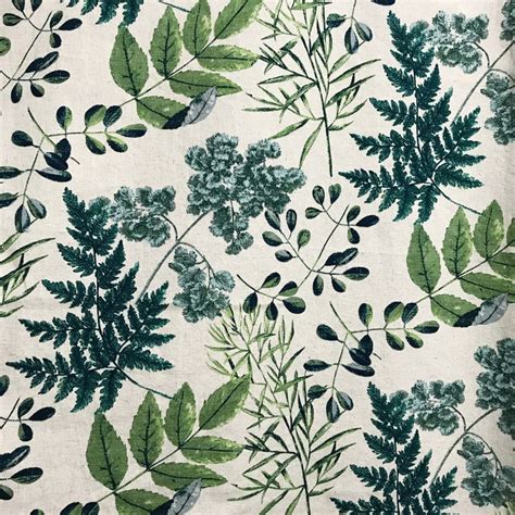 Modern Vintage Green Leaf Pattern Washed Linen Cotton Curtain Etsy