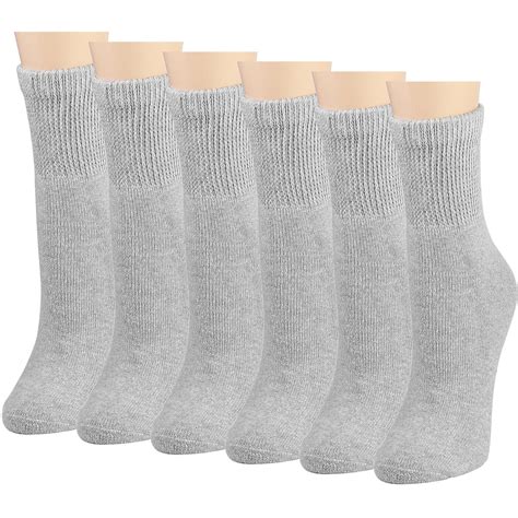 Falari 6 Pack Gray Women Diabetic Quarter Socks For Diabetes Edema And Circulatory Loose Fitting