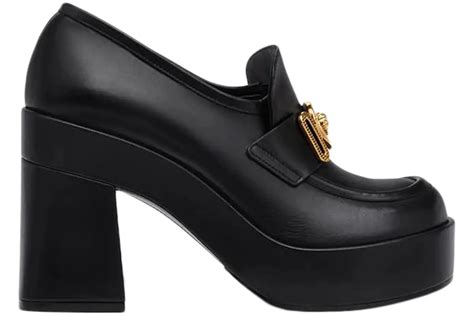 Versace Medusa Biggie 75mm Platform Loafers Black Leather 1005850