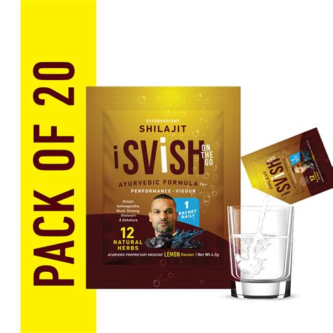 Svish Himalayan Shilajit Effervescent Powder 4.5g (pack of 20) | Helps
