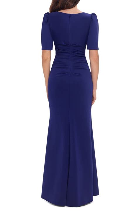 Xscape Evenings Ruched Scuba Crepe Gown Nordstrom Puff Sleeve Gown