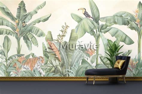 Modern Tropical Bedroom Wall Mural