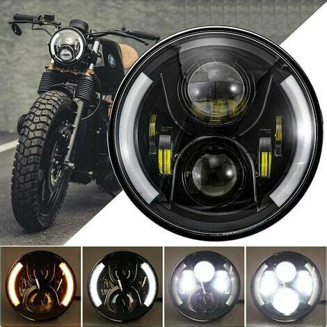 CRUEL 7 Inch Round Motorcycle LED Headlight DRL White Amber Turn Signal