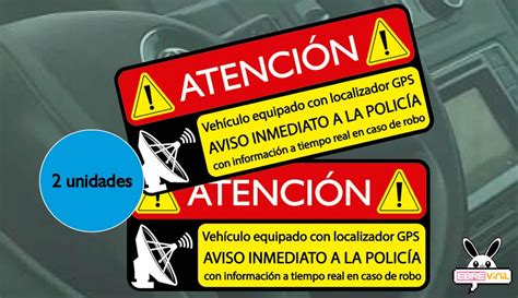 2 Unidades Vinilos Adhesivos Pegatina Sticker Alarma Con Aviso Sistema Gps Para Coche O Moto