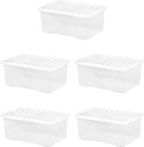 JMS We Create Smile Pack Of 5 Home Office Clear Plastic Stackable