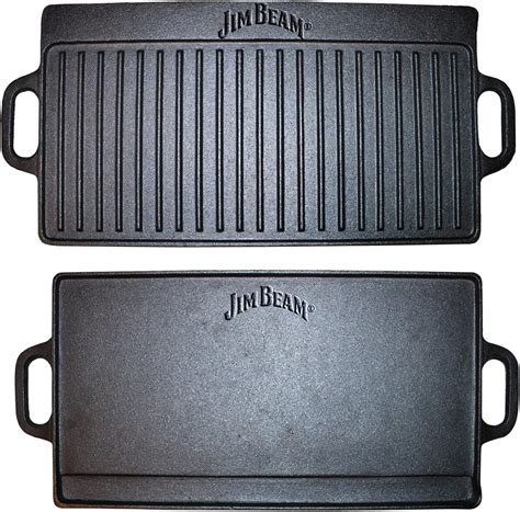 Jim Beam Pre Seasoned Heavy Duty Construction Double Sided Cast Iron