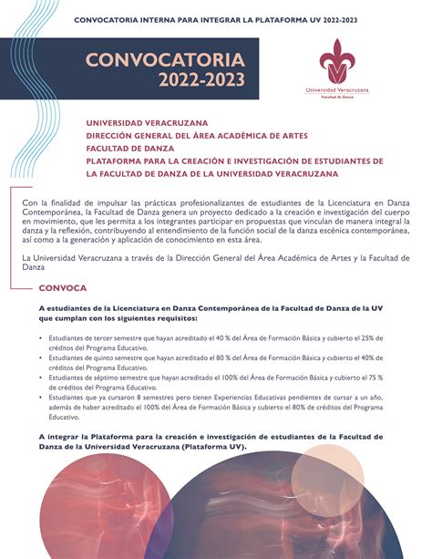 Convocatoria Interna Para Integrar La Plataforma Uv 2022 2023