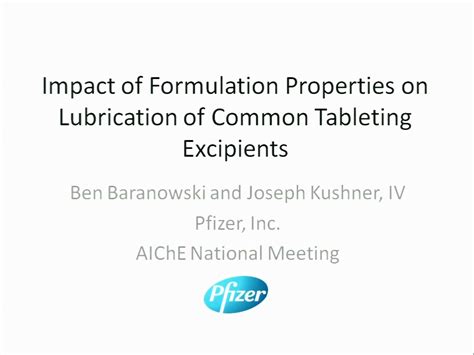 Impact of Formulation Properties On Lubrication of Common Tableting ...