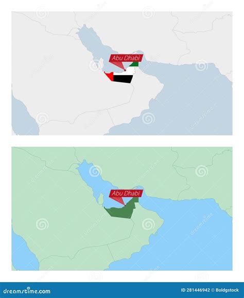 United Arab Emirates Map with Pin of Country Capital. Two Types of ...