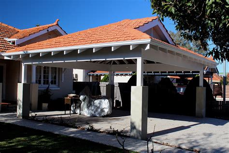 Double timber Carport with tiled Dutch gable roof | Blue Sky Carpentry - Perth