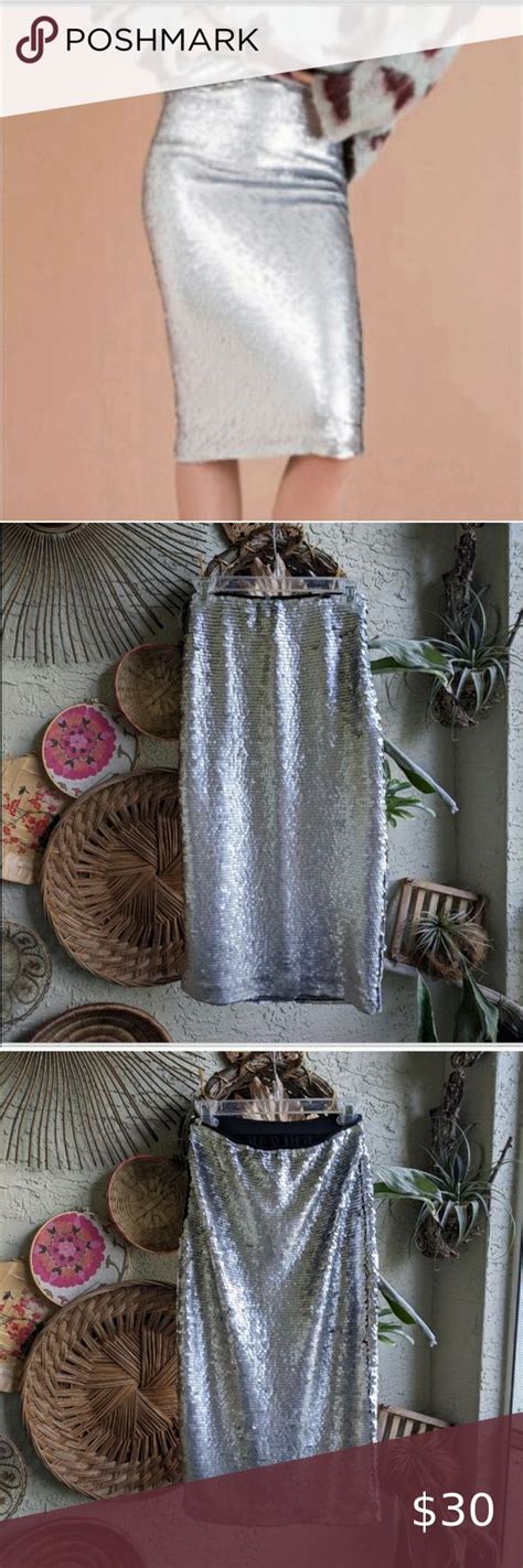 Suncoo Paris Silver Sequin Pencil Skirt Body Con Sequin Pencil Skirt Silver Sequin Skirt Hot