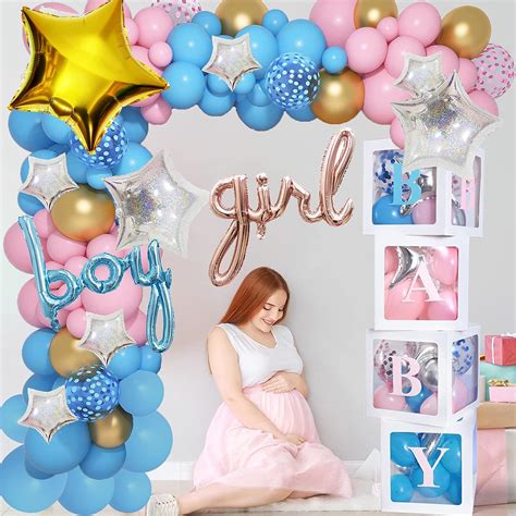 Buy 125pcs Baby Boxes Gender Reveal Decorations Pink And Blue Balloon