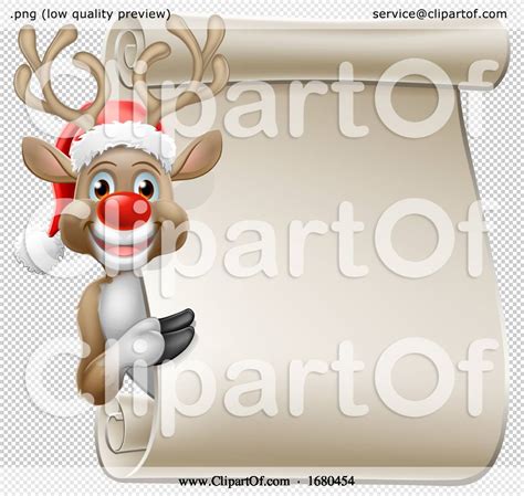 Santa Hat Reindeer Christmas Scroll Sign Cartoon By Atstockillustration 1680454