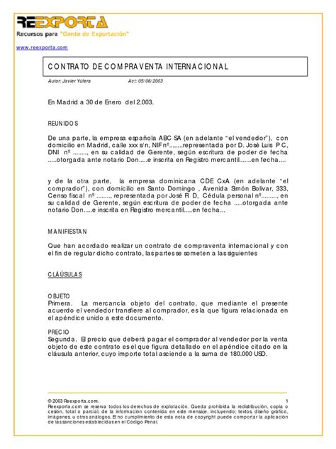 Modelo Contrato De Compraventa Internacional Pdf