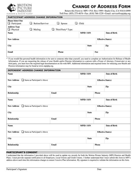 Change Of Address Form Printable Pdf Template