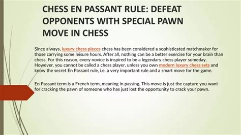 Ppt Chess En Passant Rule Defeat Opponents With Special Pawn Move In Chess Powerpoint