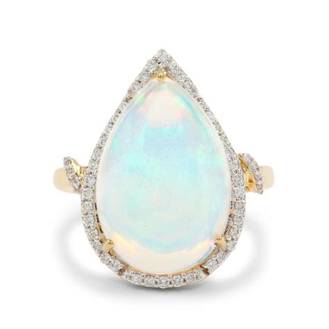 Ethiopian Opal Diamond 18K Gold Lorique Ring MTGW 8 06cts Gemporia