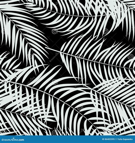 Beautiful Palm Tree Leaf Silhouette Seamless Pattern Background Stock