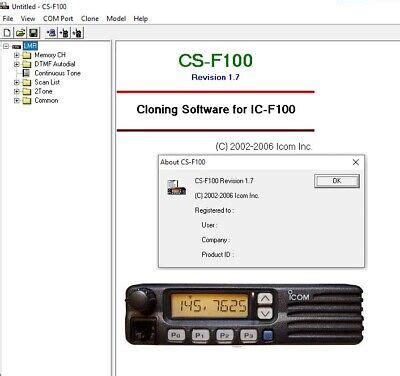 ICOM CS F100 Rev 1 7 PROGRAMMING AND CLONE SOFTWARE For IC F100