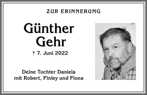 Traueranzeigen von Günther Gehr Allgäuer Zeitung