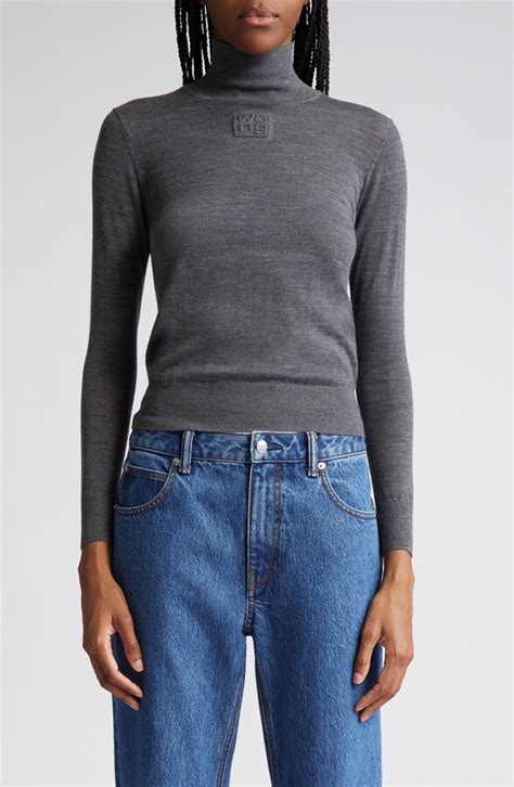 Alexander Wang Embossed Logo Wool Turtleneck Sweater Shopstyle