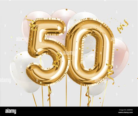 Titolo Happy 50th Birthday Gold Foil Balloon Greeting Background 50