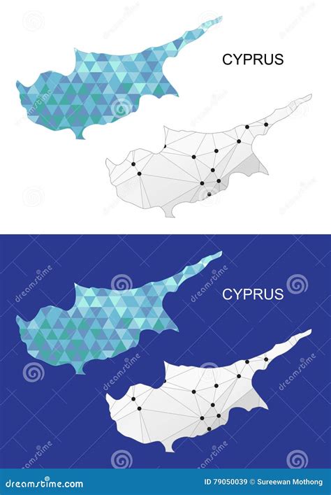 Cyprus Map In Geometric Polygonal Style Abstract Gems Triangle Stock