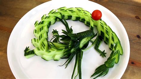 Art In Cucumber Dragon Vegetable Carving Garnish Italypaul Youtube