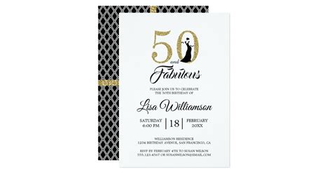 Gold Glitter 50 Fabulous 50th Birthday Party Invitation