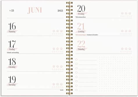 Kalender 2025 Life Planner Pink Horisontell