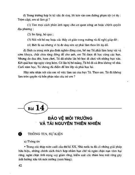 Sách Giáo Khoa Giáo Dục Công Dân Lớp 7 Bài 14 Bảo Vệ Môi Trường Và