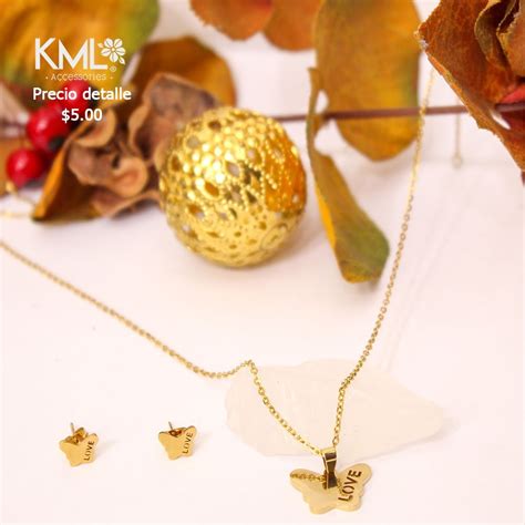 Set Dorado Mariposa Love Kml Accesorios