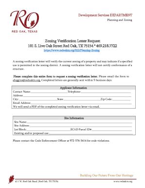 Fillable Online Zoning Verification Letter Request 101 S Live Oak