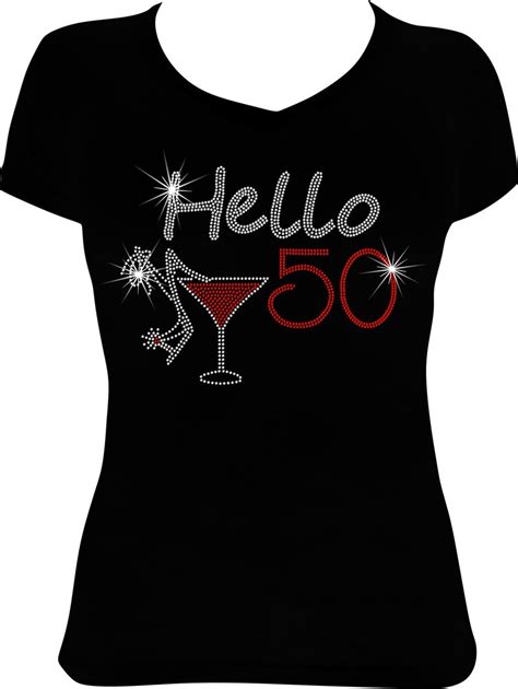 Hello 50 Martini Birthday Bling Shirt 50th Birthday Bling Etsy