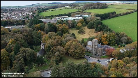 Aerial View Of Braddan Old And New Churches Isle Of Man