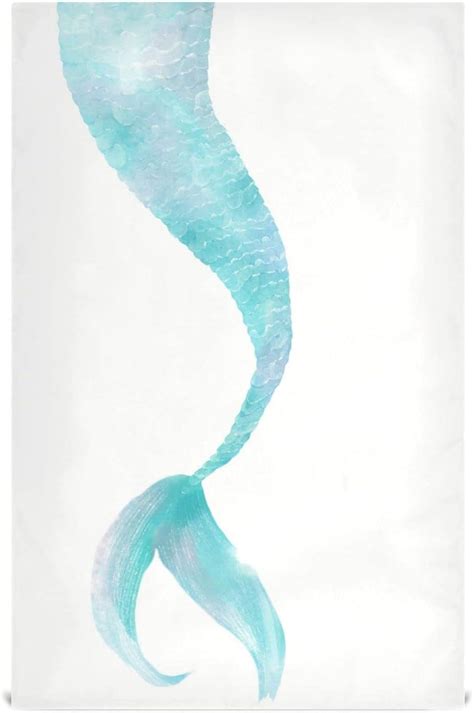 Coolnut Blue Watercolor Mermaid Tail Kitchen Towels Set Of 1 Dishcloths